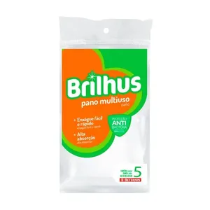 Pano Multiuso Brilhus Microfibra com 5 Unidades Branco