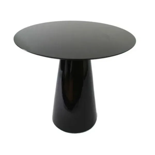 Mesa Lateral Cone Redonda 41cm Laqueada Preto