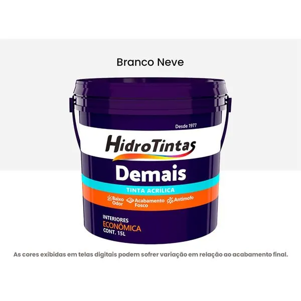Tinta Acrílica Econômica Fosca 15L Demais Hidrotintas Branco Neve (MP)