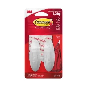 Gancho Adesivo médio 2 peças plástico branco Design Utilidade 3M Command™