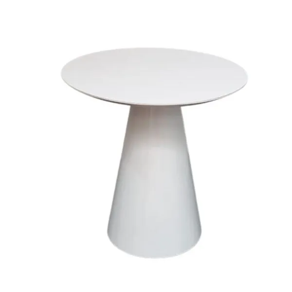 Mesa Lateral Cone Redonda 51 Cm Laqueada Branco