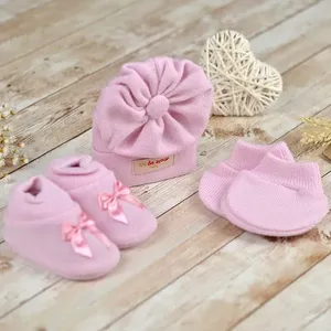 Kit Sapatos Luvas e Touca 1005 - Tam. RN Rosa