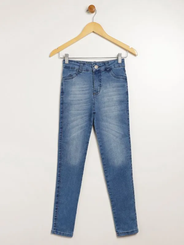 Calça Jeans Skinny Juvenil Para Menina - AZUL 10