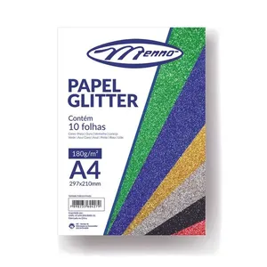 Bloco de Papel Glítter A4 10 Folhas Coloridas 180g MP212 - Menno