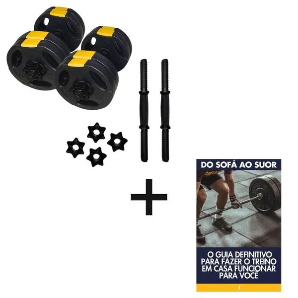 Kit Halteres Ajustáveis Até 10kg com E-book Digital Exclusivo para Musculação em Casa Ahead Sports Kit Halteres Ajustáveis Até 10kg com E-book Digital Ahead Sports