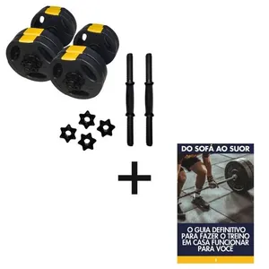 Kit Halteres Ajustáveis 30kg com Barra e-book Digital de Treino em Casa Ahead Sports Kit Halteres Ajustáveis 30kg com Barra e-book Ahead Sports