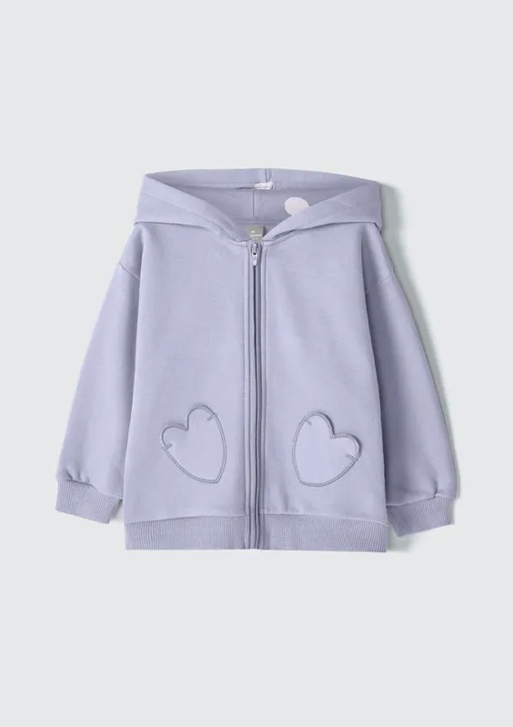 Jaqueta Infantil Menina Toddler em Moletom Peluciado - Roxo 004