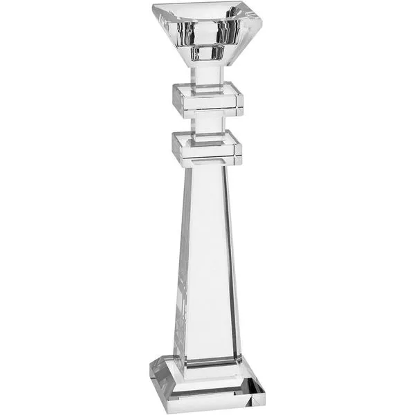 Castiçal Decorativo Porta Vela Cristal 27x7x7cm Transparente