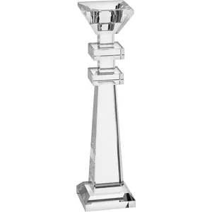 Castiçal Decorativo Porta Vela Cristal 27x7x7cm Transparente