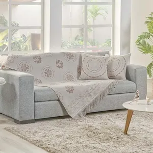 Xale Decorativo Turin Com Franja 1,60m X 1,40m Jacquard 1 Peça 58% Algodão 42% Poliéster - Mandala Rose