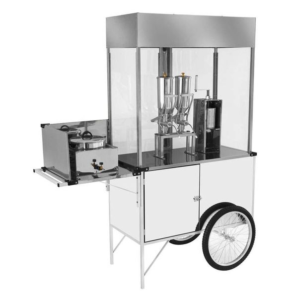Carrinho De Churros Cefaz Branco 2 Doceiras E Rodas De Bicicleta Bl23p sem variação