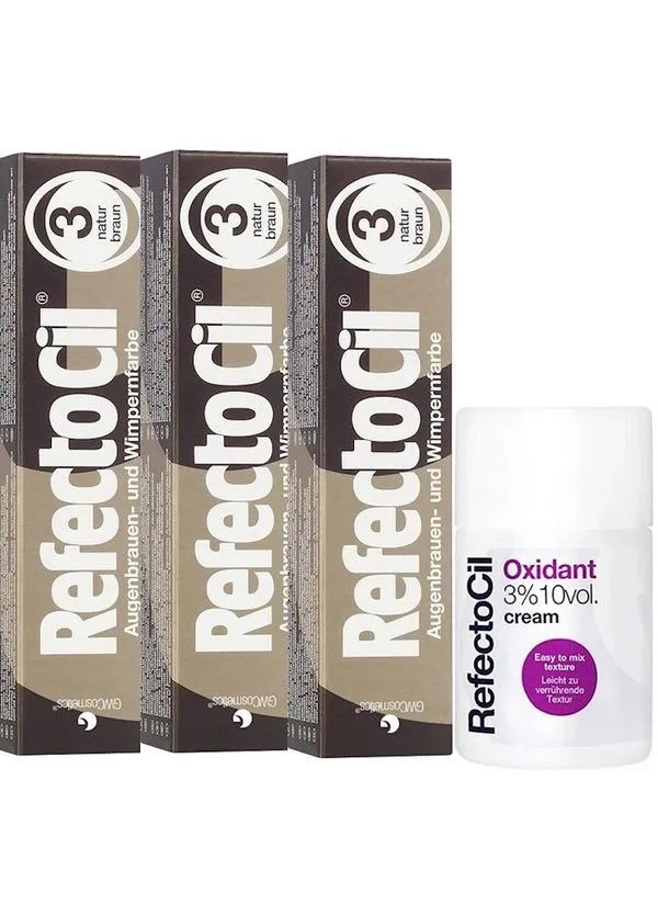 Kit Refectocil 3 Tinta + 1 Oxidante Creme Nº3 Castanho Natural