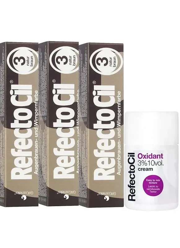 Kit Refectocil 3 Tinta + 1 Oxidante Creme Nº3 Castanho Natural