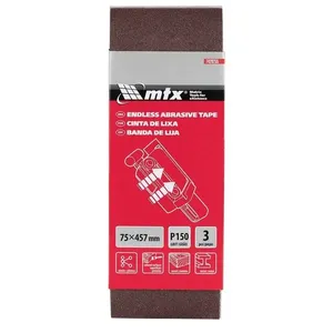 Cinta de Lixa P150 150x610x100mm Kit 3 Peças para Acabamento Fino em Madeira e Metal Vermelho MTX Cinta de Lixa P150 150x610x100mm Kit 3 Peças para Acabamento Profissional Vermelho MTX