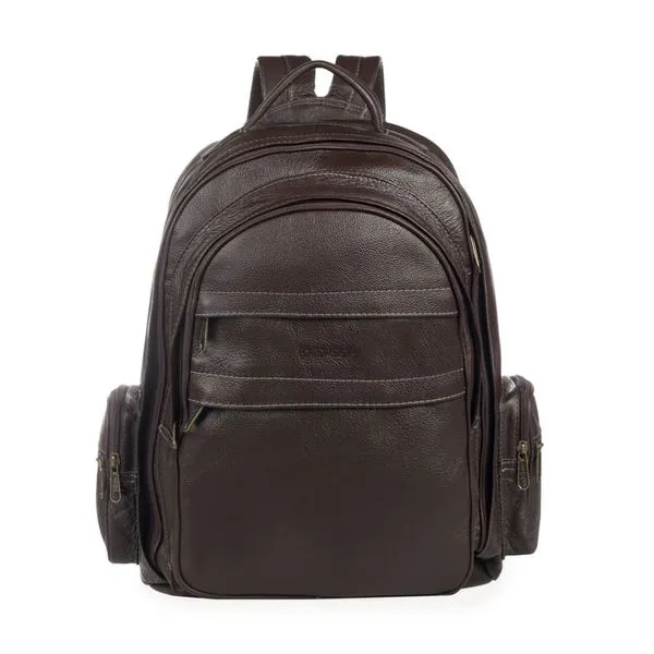 Mochila Masculina Grande Executiva de Couro Abufalado para Notebook Café 0027884125001