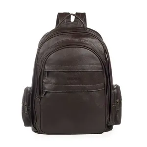 Mochila Masculina Grande Executiva de Couro Abufalado para Notebook Café 0027884125001
