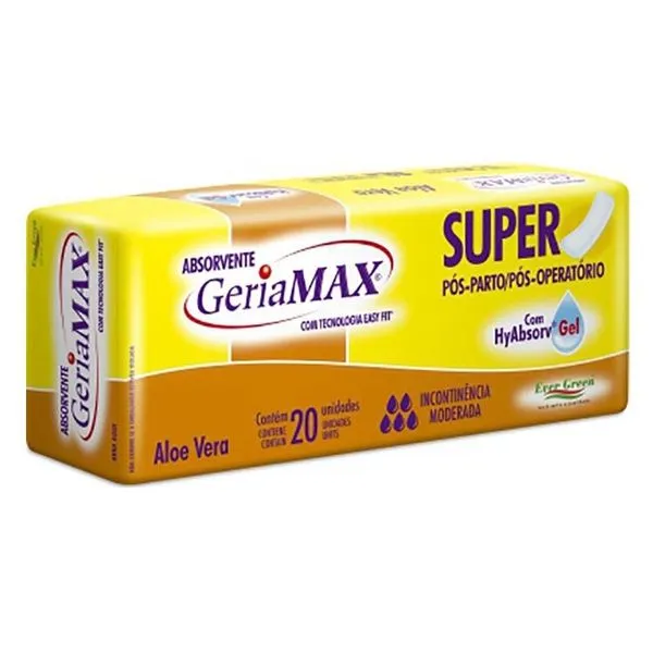 Absorvente Geriamax Super Com Aloe Vera - 20 Unidades