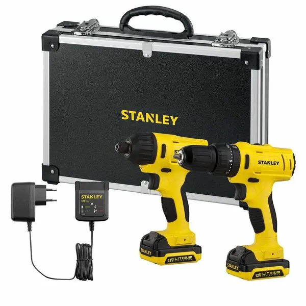 Kit Parafusadeira E Furadeira De Impacto Stanley 3/8 10MM /1/6 6,35MM Bivolt SCHI121S2FK-BR