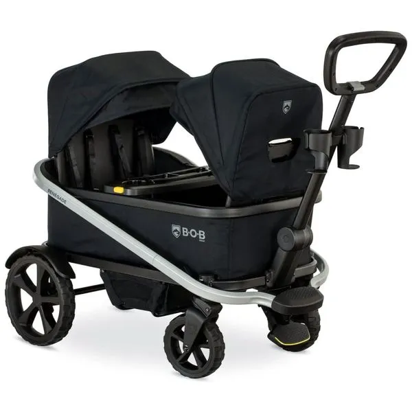 Carrinho de Passeio Vagão para 3 Crianças com Porta Copos e Cinto de Segurança, BOB Gear, Preto