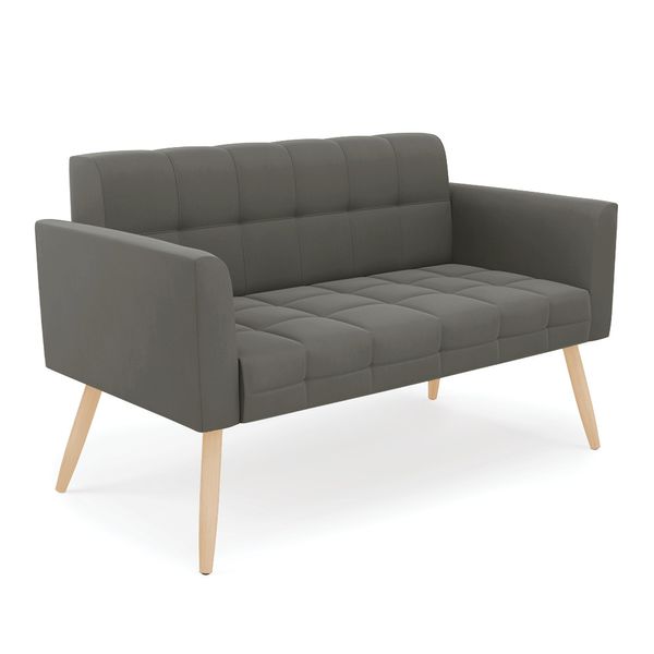 Sofá Namoradeira Elisa Suede Pés Palito Natural - D'Rossi Grafite