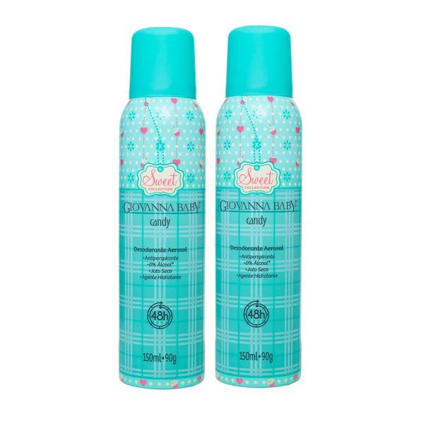 Kit Desodorante Aerossol Giovanna Baby Candy com 30% na 2ª Unidade