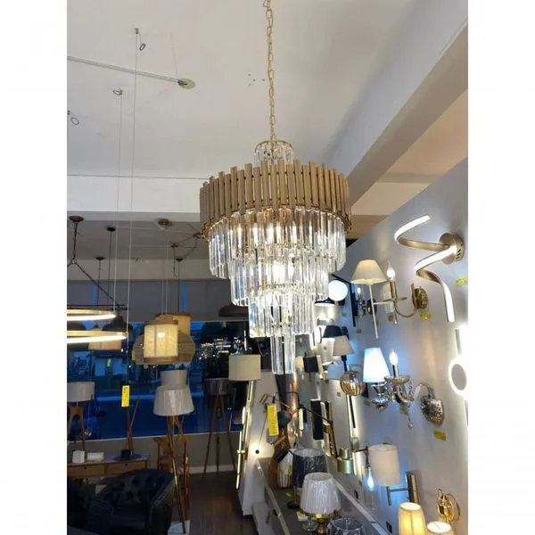 Lustre Lux Lustre Charlotte 10lamp E14 com 20 Soquetes para Lâmpada E14 e Cristais Transparentes Dourado Casa Chafariz Lustre Lux Lustre Charlotte 10lamp E14 com 20 Soquetes para Lâmpada E14 Dourado Casa Chafariz