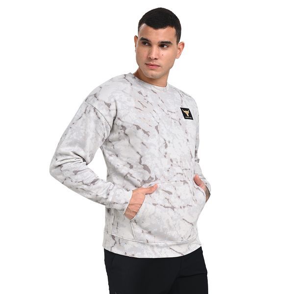 Camiseta Manga Longa de Treino Masculina Under Armour Project Rock Rival Fleece GG Branco