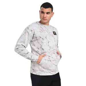 Camiseta Manga Longa de Treino Masculina Under Armour Project Rock Rival Fleece GG Branco