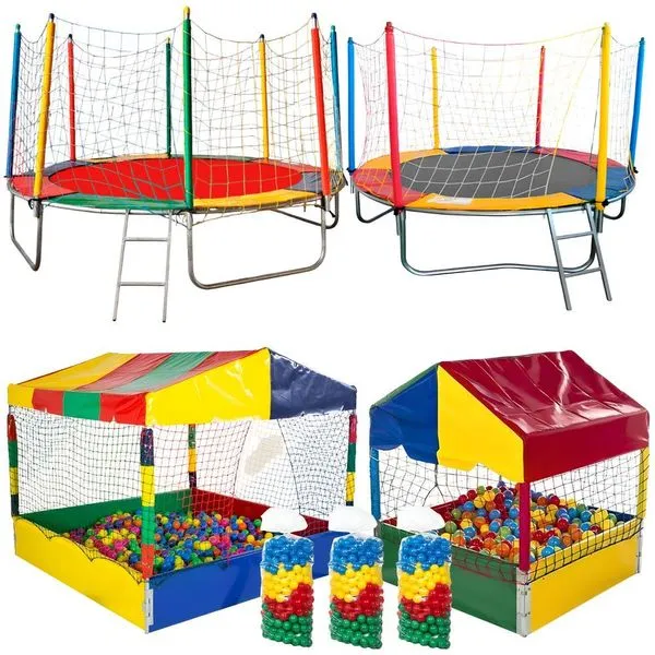 Pula Trampolim e Piscina de Bolinhas Coloridas com Rede de Proteção Rotoplay Brinquedos