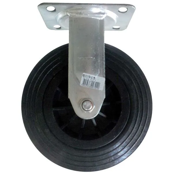 Rodízio fixo médio 8" de borracha maciça preto FSA 82 PMN SCHIOPPA