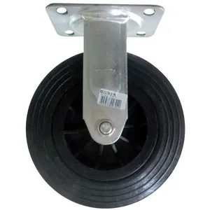 Rodízio fixo médio 8" de borracha maciça preto FSA 82 PMN SCHIOPPA