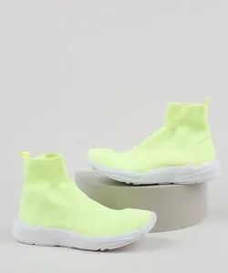Tênis Meia Masculino Oneself Cano Alto Knit Amarelo Neon 40