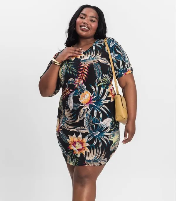 Vestido Malha Fria Plus Infinita Cor Preto Plus G3