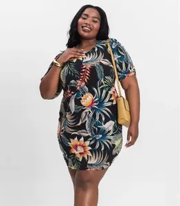 Vestido Malha Fria Plus Infinita Cor Preto Plus G3