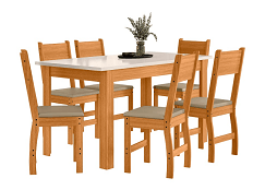 Mesa de Jantar Bellagio 6 Lugares com Cadeira Milano Freijó Off White - Poliman