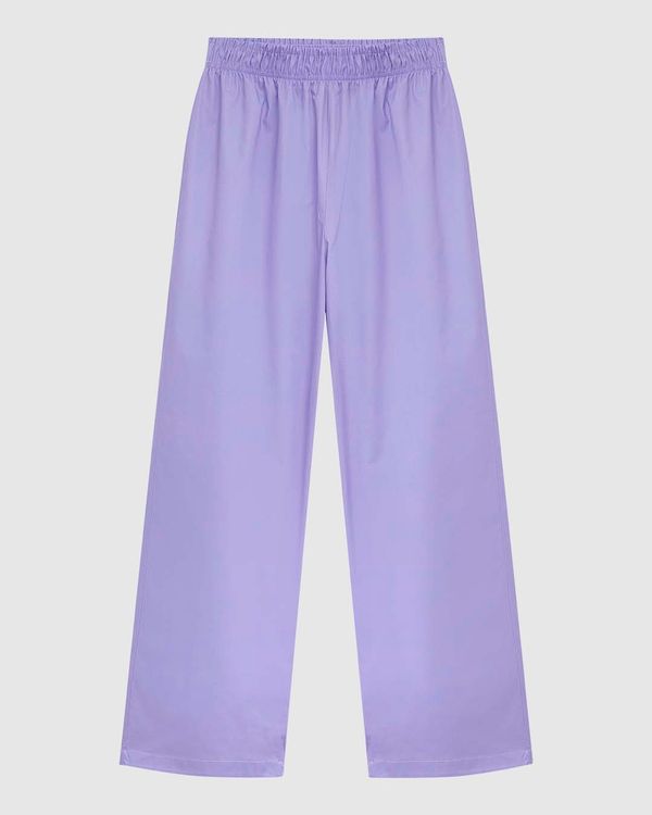 Calça Wide Leg Feminina Cós Elástico Em Tricoline Roxo - PP
