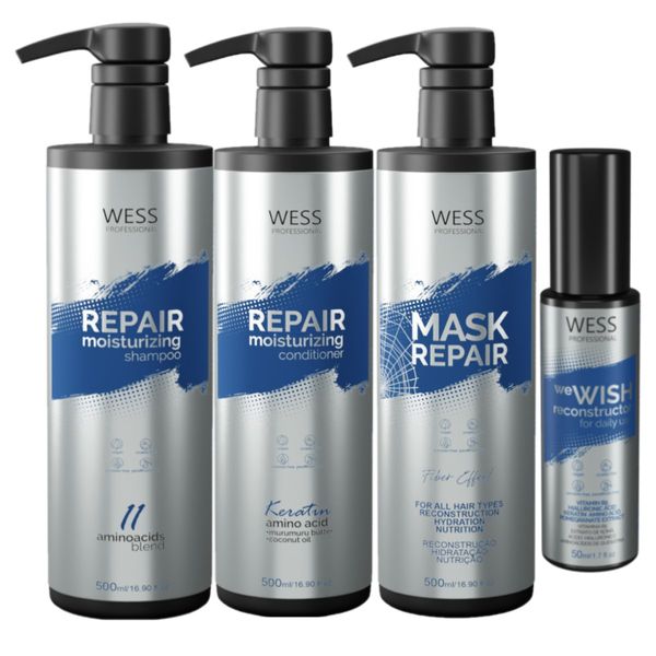Kit Wess Repair SH 500ml+Cond 500ml+Mask 500ml+WeWish 50ml