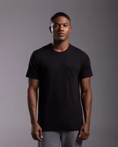 Camiseta Masculina Bolso Frontal Tecnológica Air Em Mescla Algodão - BASICAMENTE Preto - G