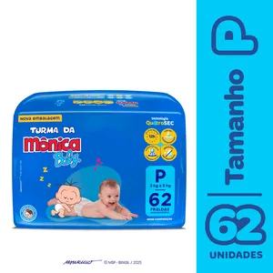 Fralda Turma da Mônica Baby Mega P 62 Unidades