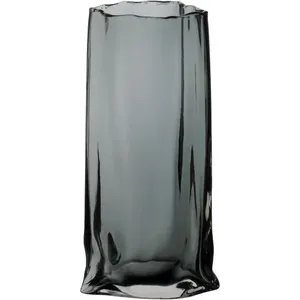 Vaso 30X15X10Cm Vidro Cinza