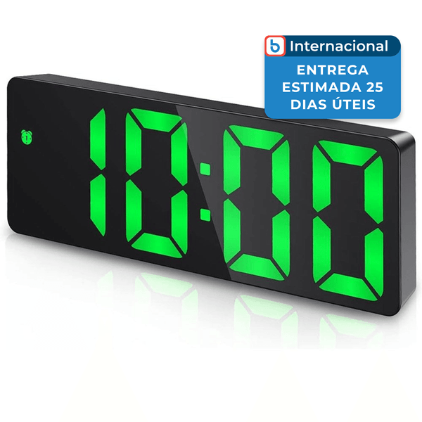 Despertador Digital Amir com LED Preto/Verde A-MBI