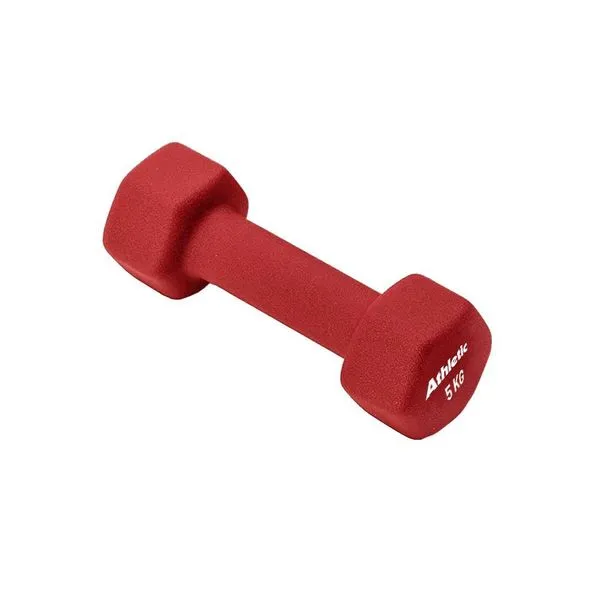 Halter Sextavado 5kg em Neoprene para Treino de Musculação em Casa Vermelho Claro Athletic Halter Sextavado 5kg em Neoprene para Musculação Vermelho Claro Athletic