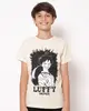 Camiseta Juvenil Anime Luffy One Piece Manga Curta Bege 16