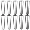 Kit 10 Pés de Metal 30 CM Hairpin Legs Mesa de Canto Rack e Puffs Preto G41