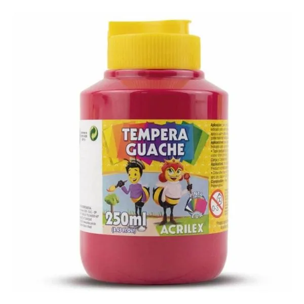 Tinta Guache Acrilex Guache 250ml para Pintura em Papel Cartolina E.V.A Alta Cobertura Não Tóxica Rosa Tinta Guache Acrilex Guache 250ml para Pintura em Papel Cartolina E.V.A Alta Cobertura Rosa