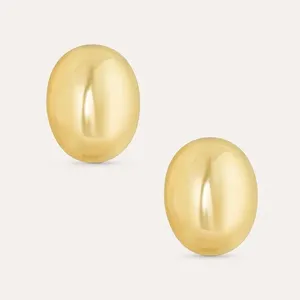 Brinco Milliá Oval Banho de Ouro 2cm Dourado Feminino Design Moderno Acabamento Polido de Alto Brilho Brinco Milliá Oval Banho de Ouro 2cm Dourado Feminino com Formato Volumoso e Sofisticado