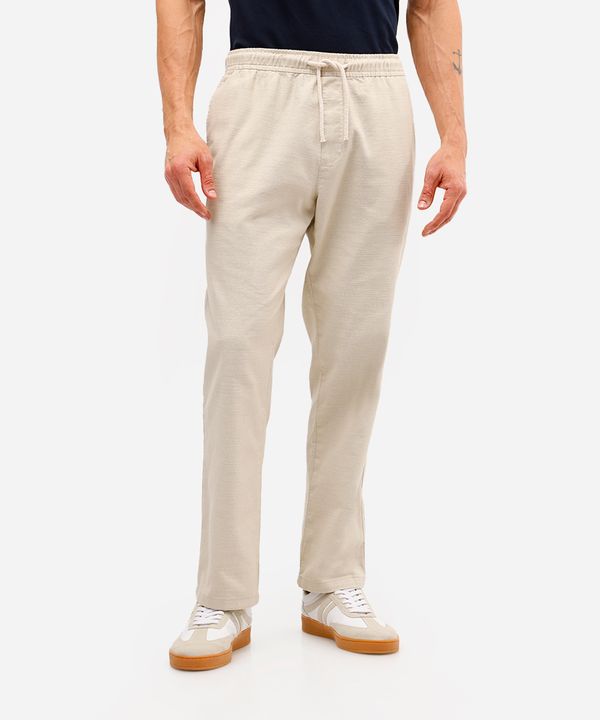 calça jogger masculina de algodão texturizada bege P