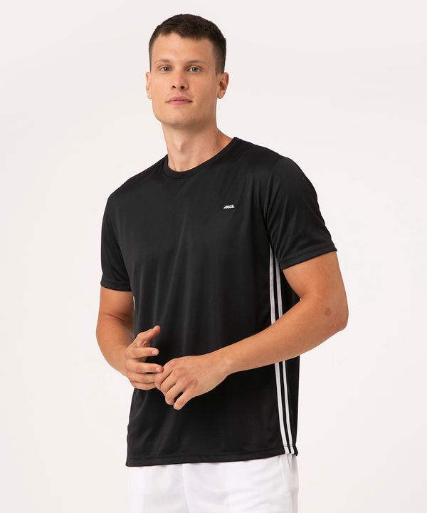 camiseta masculina esportiva com listras - preto M