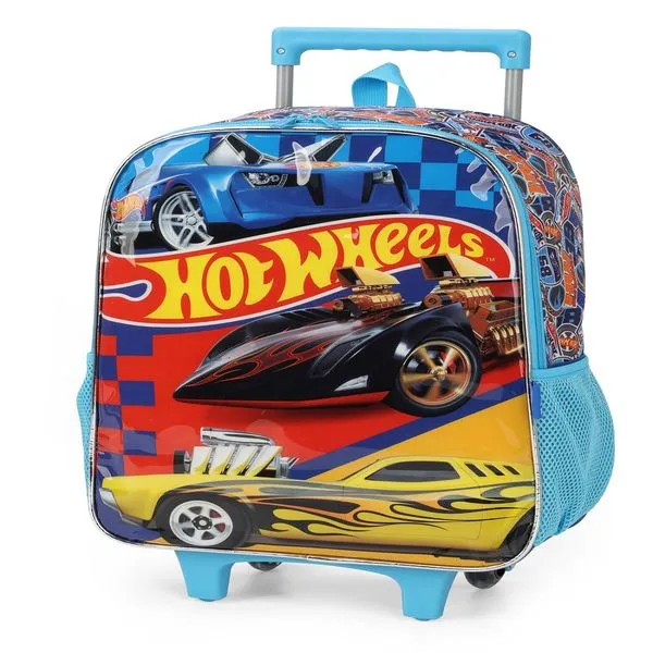 Mochila de Rodinhas Infantil Hot Whells Azul IC39142HWAZ - Luxcel