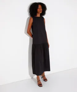 vestido longo de algodão mindset preto M